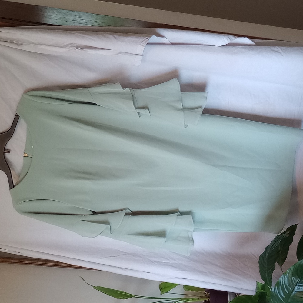Calvin Klein Mint Green ruffle bell sleeve dress